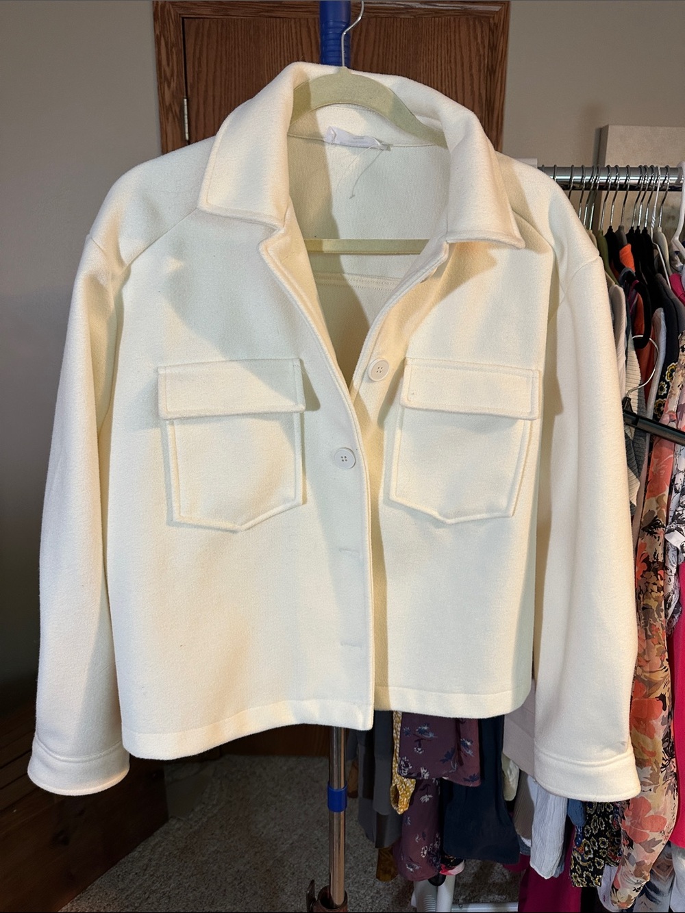 Double Zero Cream Utility Jacket with Patch Pockets